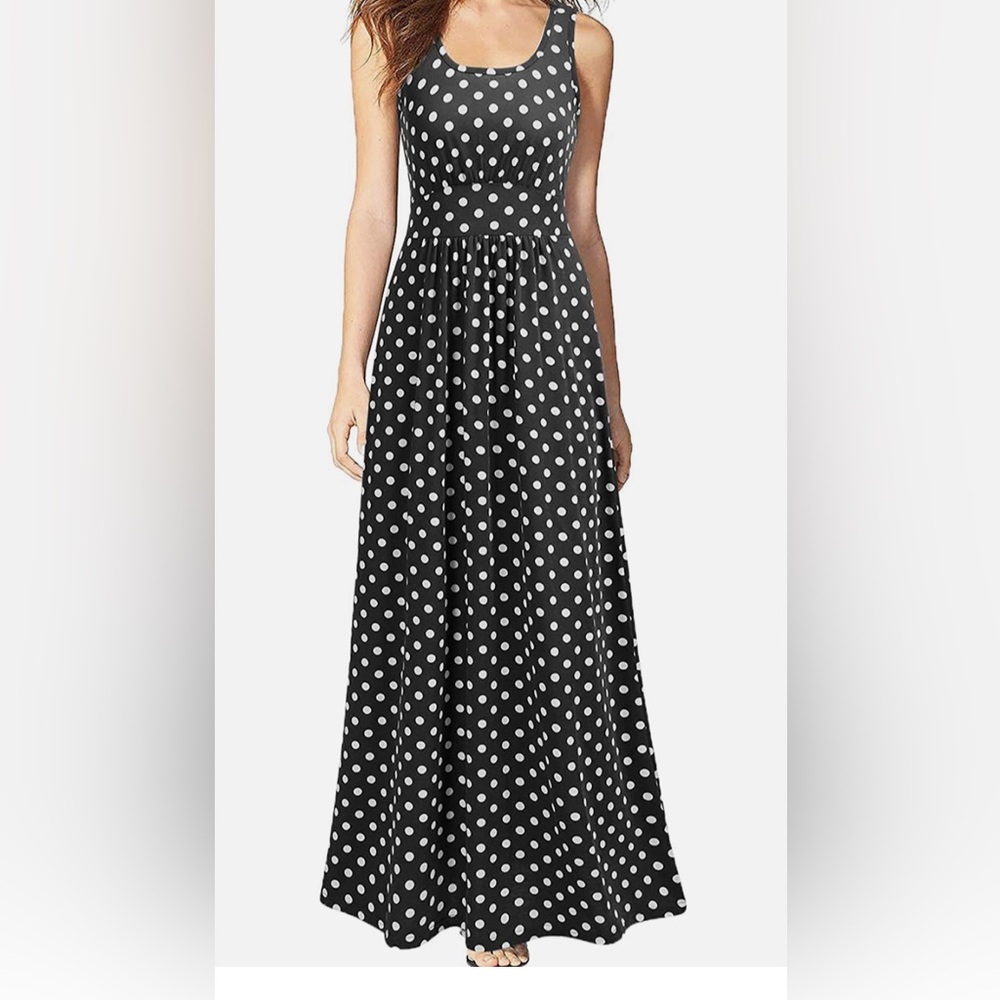 🆕WOOSEA Women Sleeveless V Neck Loose Plain Long Maxi Casual Dress